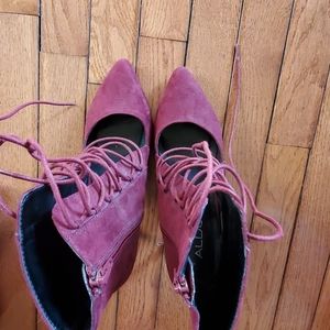 Burgundy lace up heels